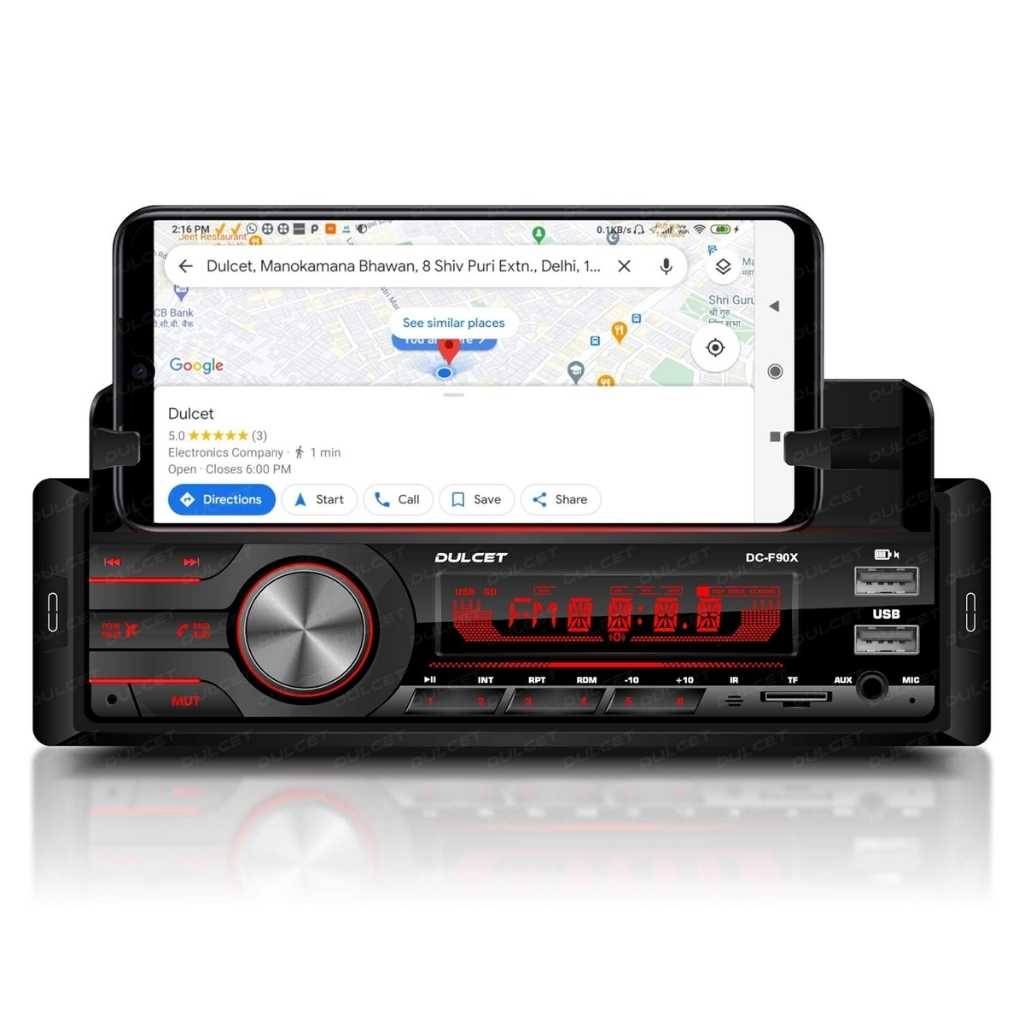 Dulcet DC-F90X 220W Single Din MP3 Car Stereo with Smartphone Holder