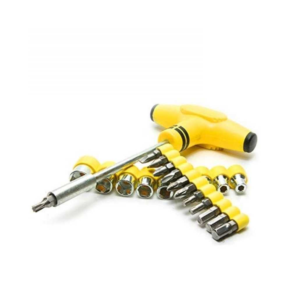 T-Bar 24pcs Tool Kit for Home Machine Car Repair Screw Driver Philips Torx Bits