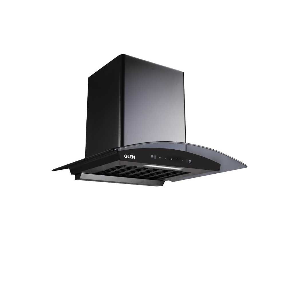 Glen Kitchen Chimney 60cm 1200 m³/hr Filterless Thermal Autoclean Curved Glass Chimney