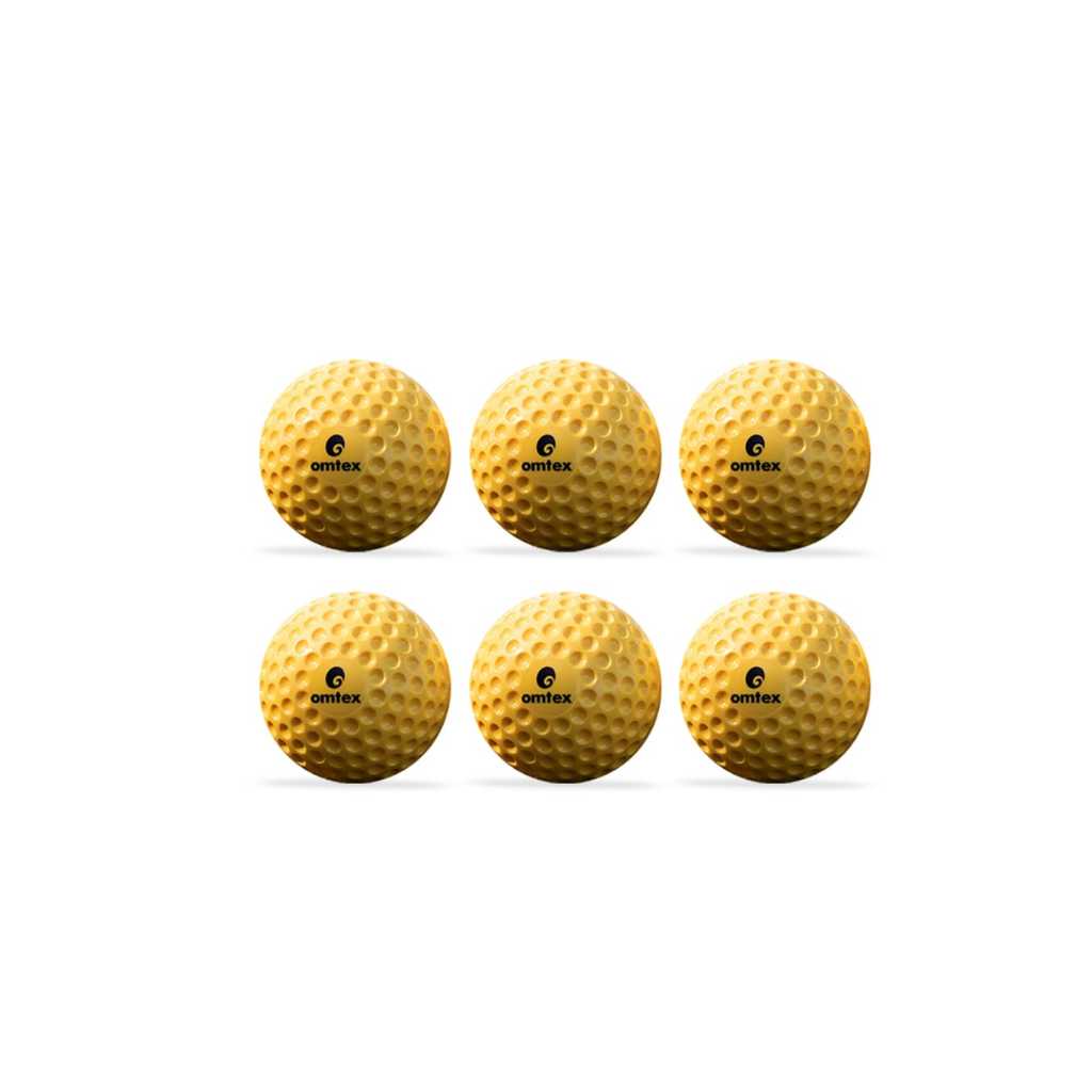 Omtex PU Dimple Cricket Balls Pack of 6 (Yellow)