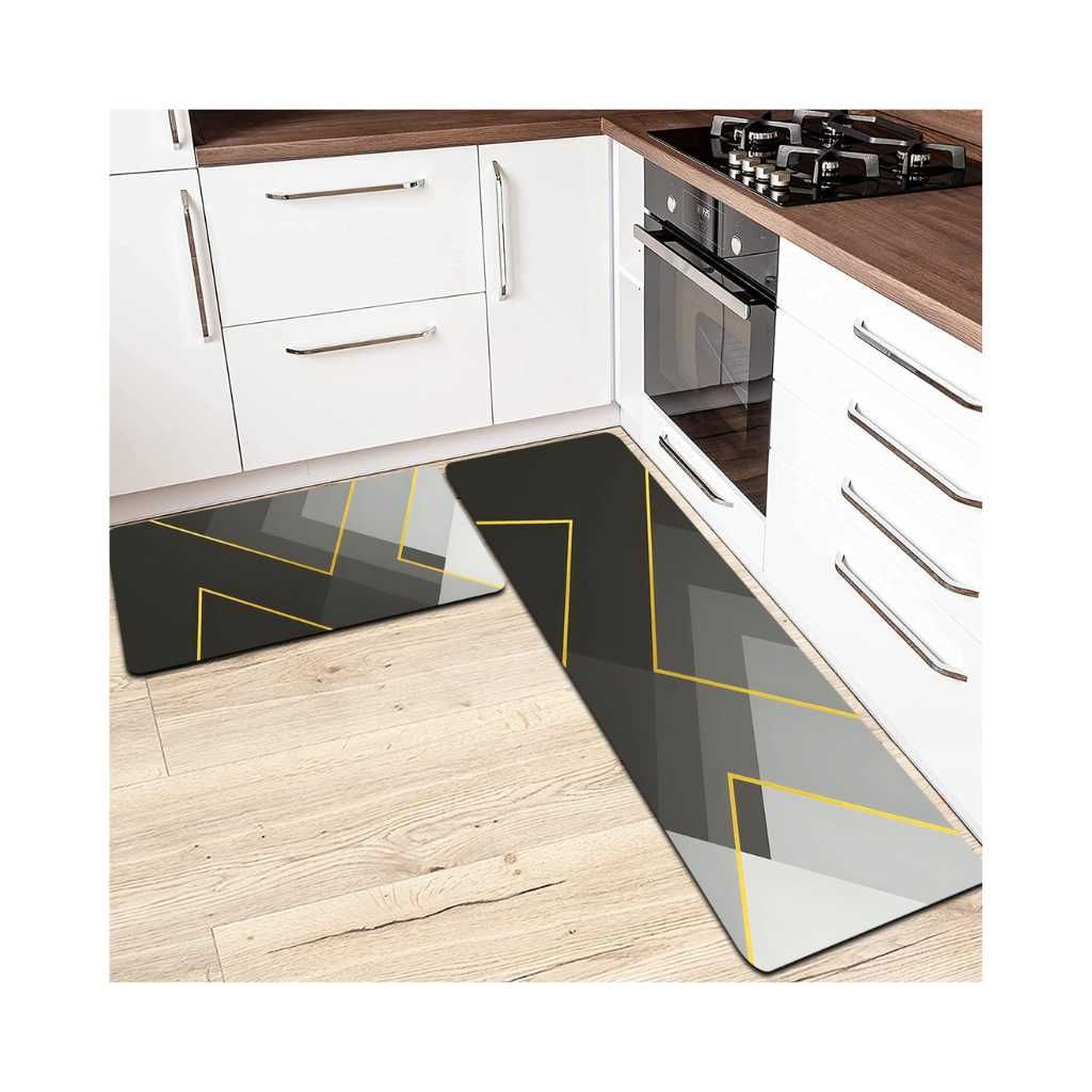 SKVM 2pcs Kitchen Mat Combo Water Absorbent Anti Slip Floor Mat (Design 5)
