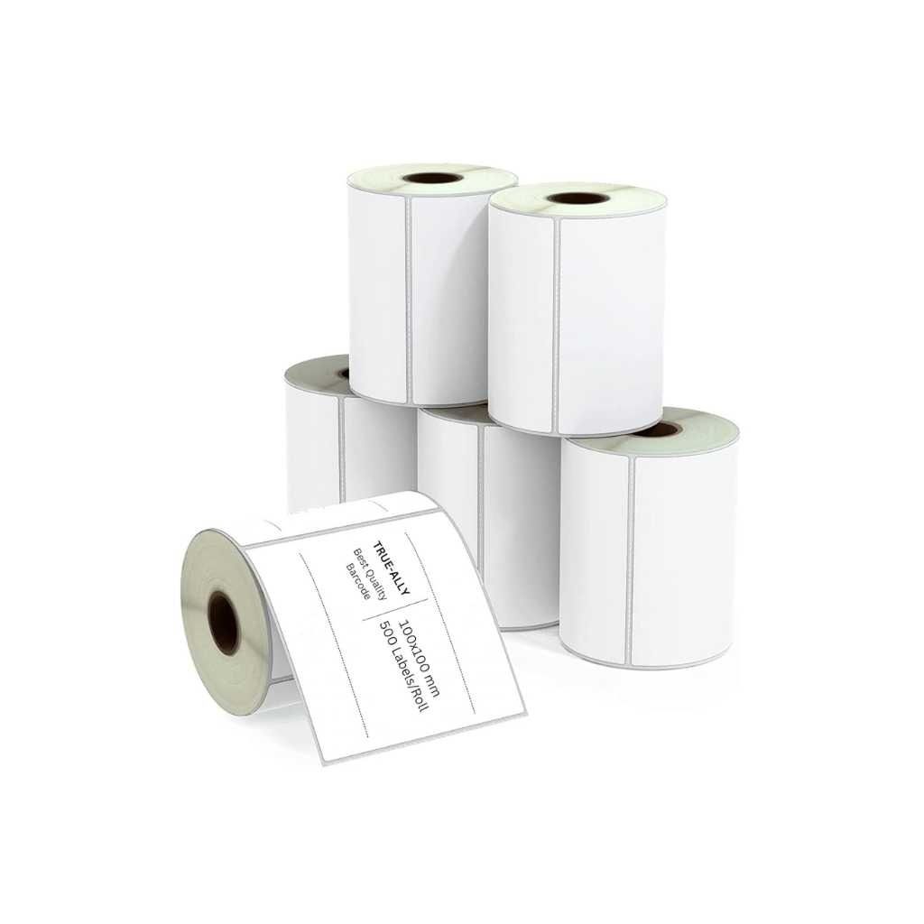 True-Ally 100x100 Direct Thermal (DT) Square Barcode Label Sticker – 4 x 4 Inch