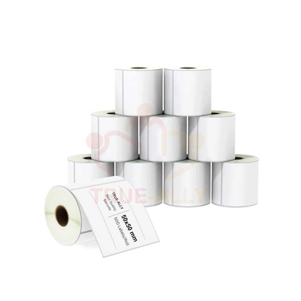 True-Ally 50x50 Direct Thermal (DT) Square Barcode Label Sticker – 2 x 2 Inches – Pack of 10
