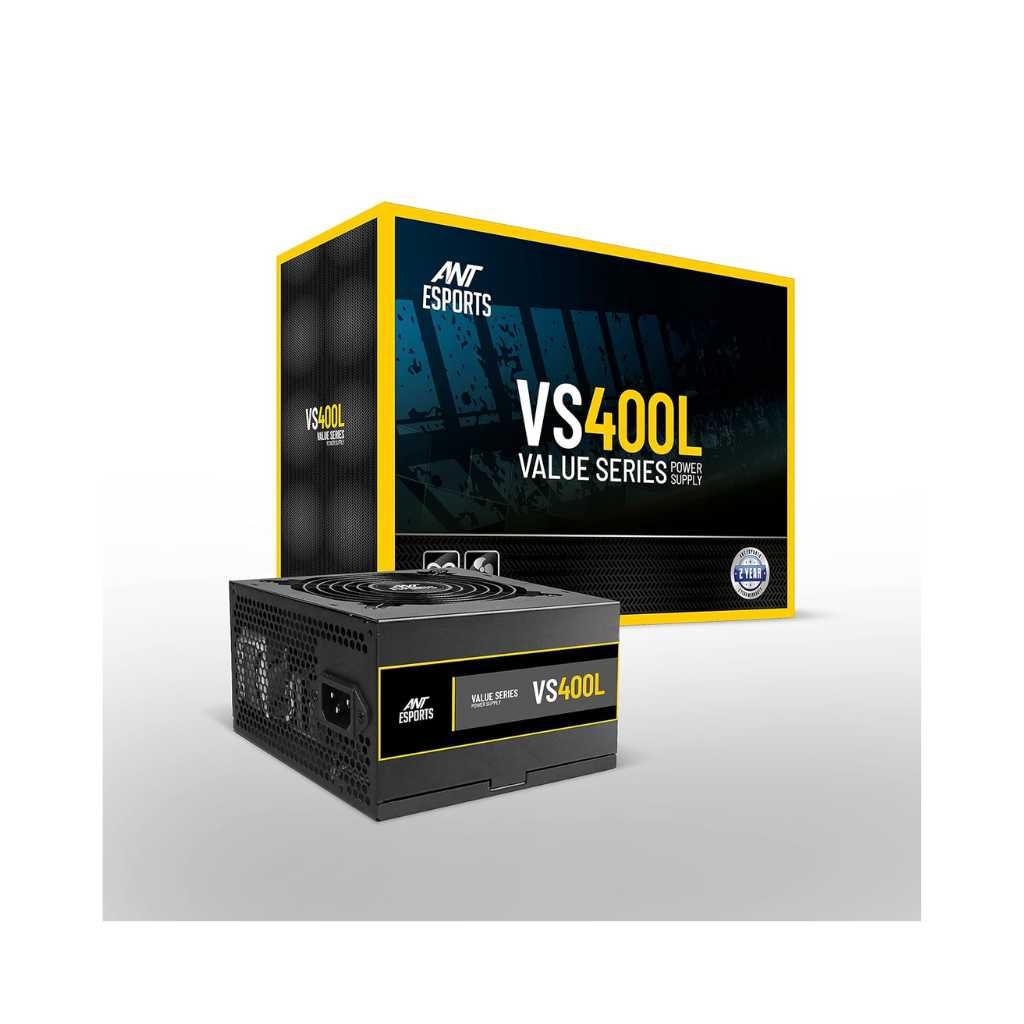 Ant Esports VS400L Non-Modular High Efficiency Gaming Power Supply PSU with Continuous Power and 120mm Silent Fan