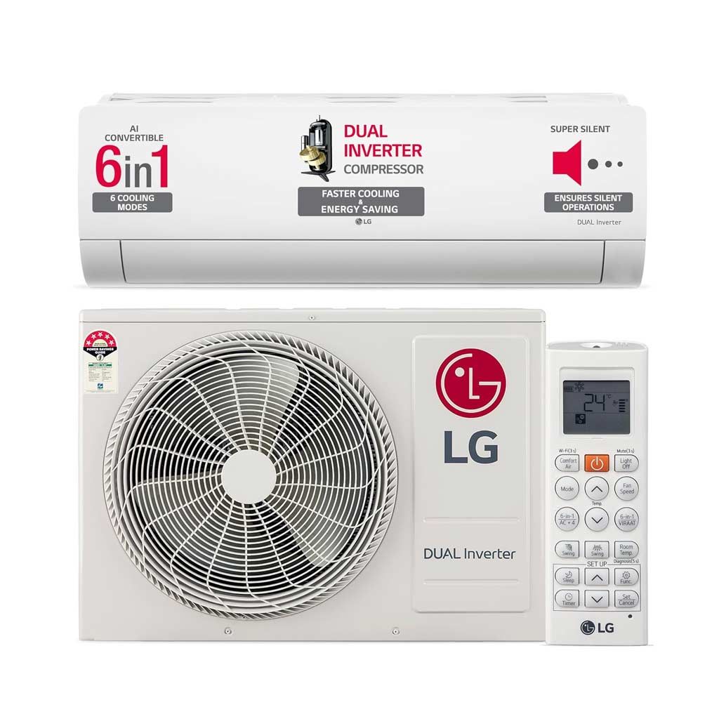LG 1.5 Ton 5 Star Dual Inverter Split AC white