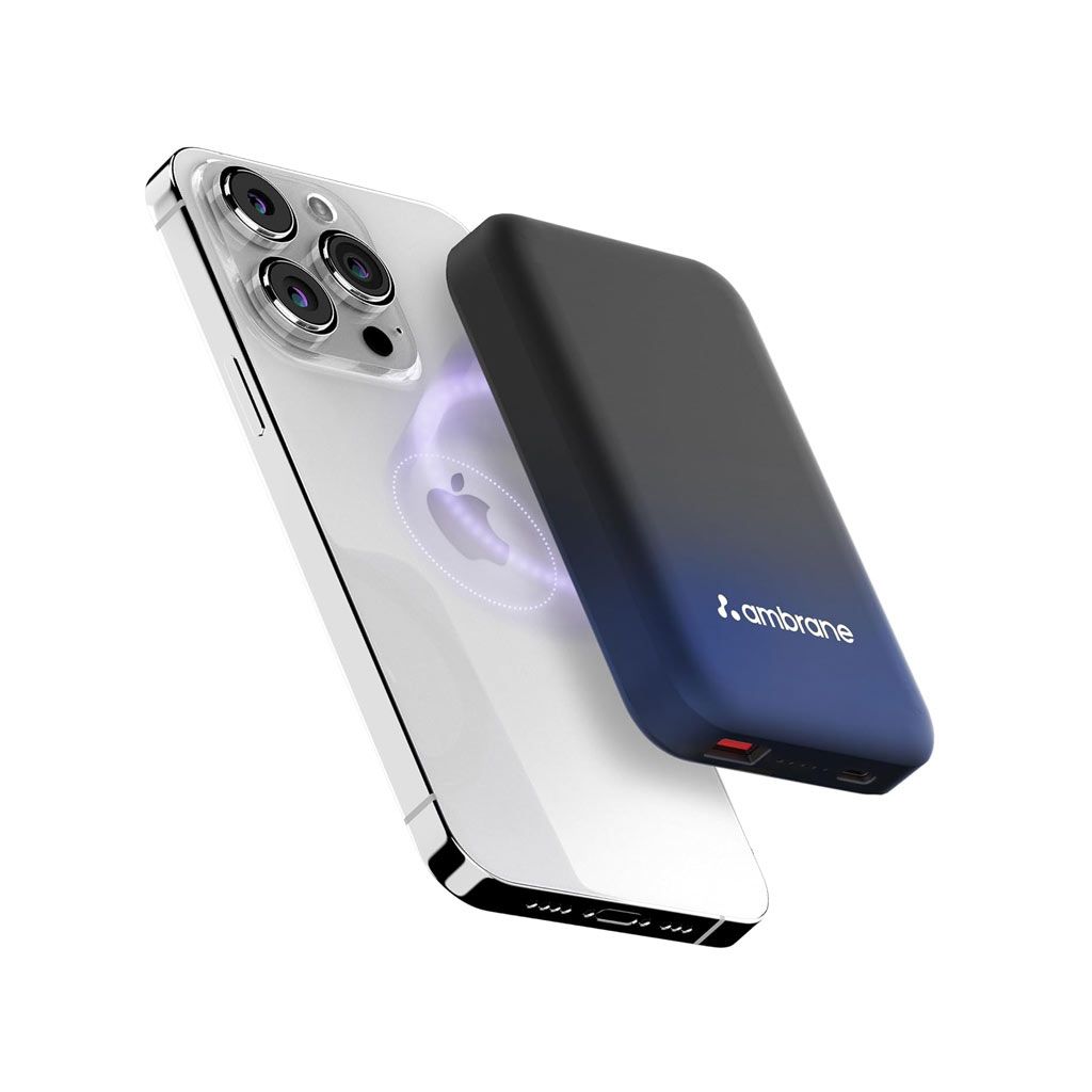 Ambrane AeroSync Snap 10000mAh 22.5W MagSafe Wireless Power Bank (Blue)