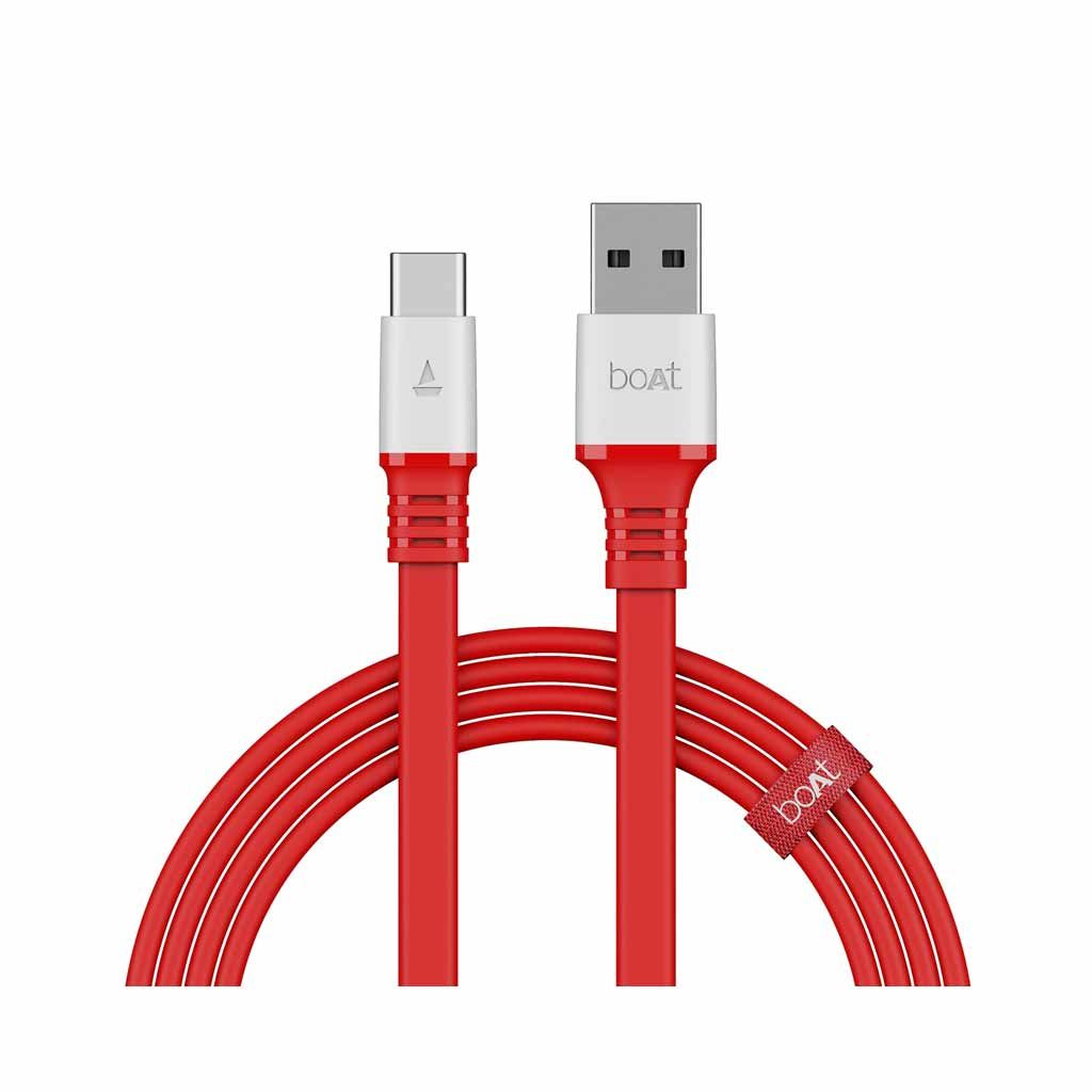 boAt Type C A750 6.5A Flat Super Fast Charging Cable 1.5M (Rebellious Black)
