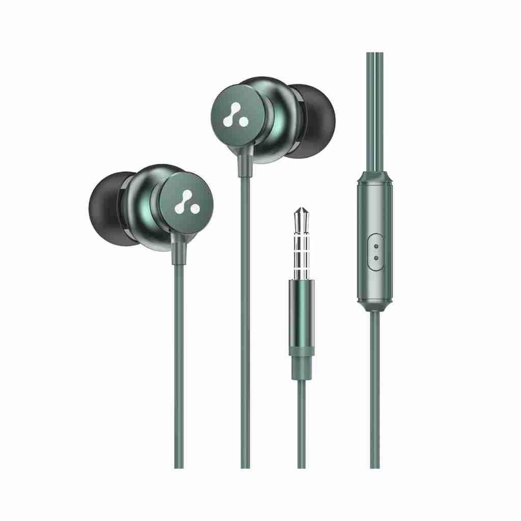Ambrane Stringz 38 Wired Headphones with Mic (Green)