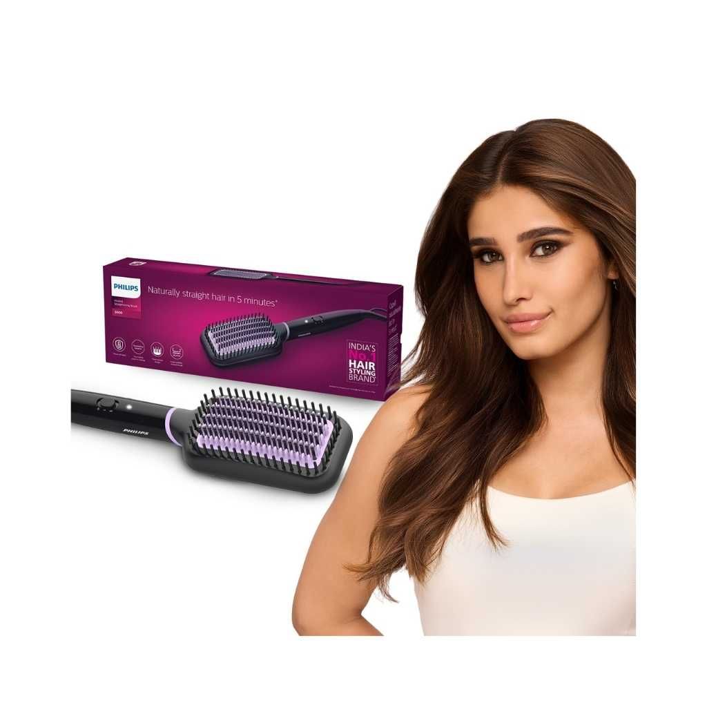 Philips Hair Straightener Brush with SilkProtect Keratin Technology