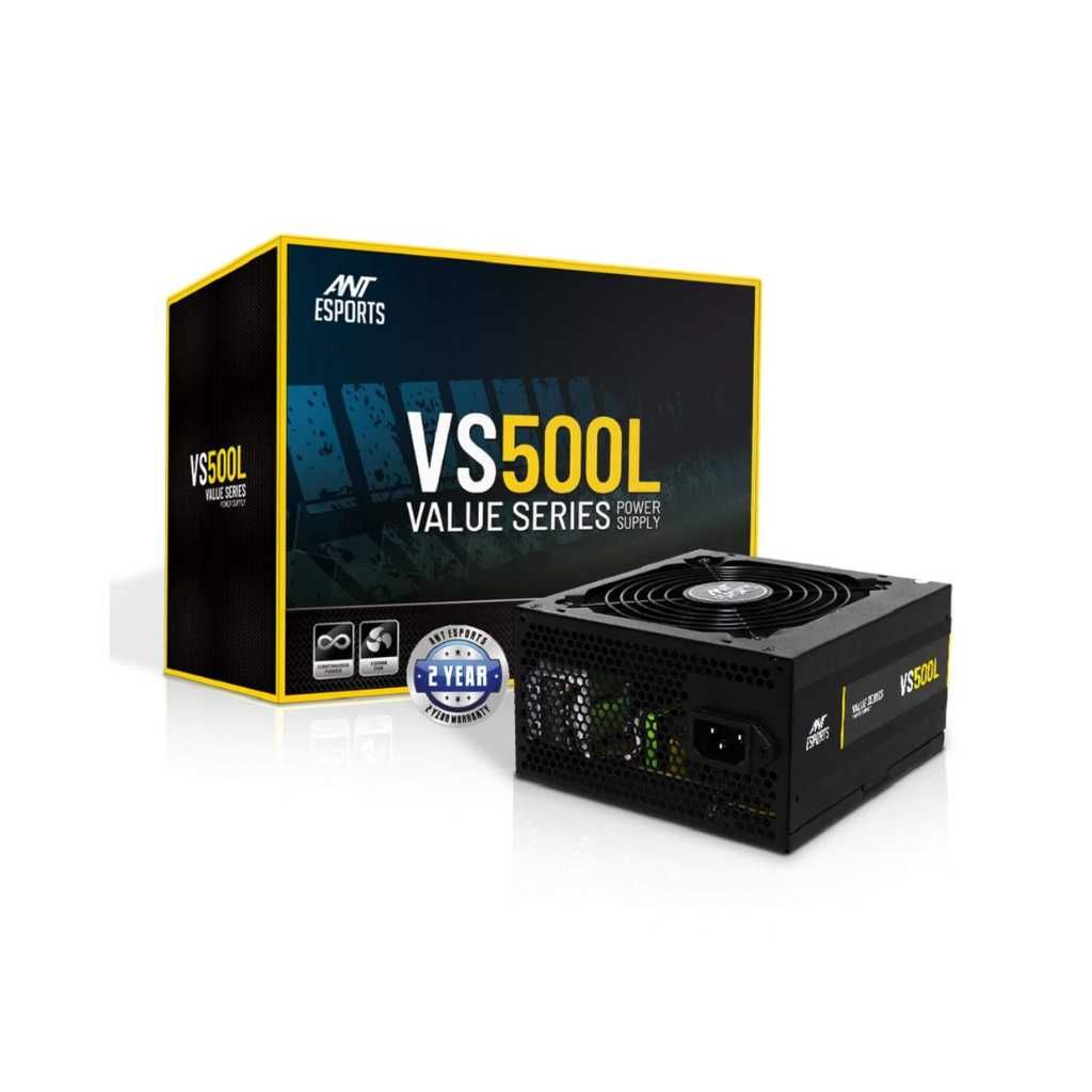 Ant Esports VS500L Non-Modular High Efficiency Gaming Power Supply PSU with 1 x PCIe and 120mm Silent Fan
