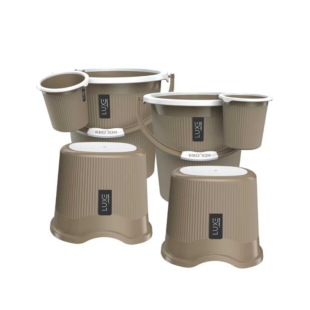 KOLORR Luxe Bathroom Set Pack of 6 (Bucket, Mug & Luxe Patla)