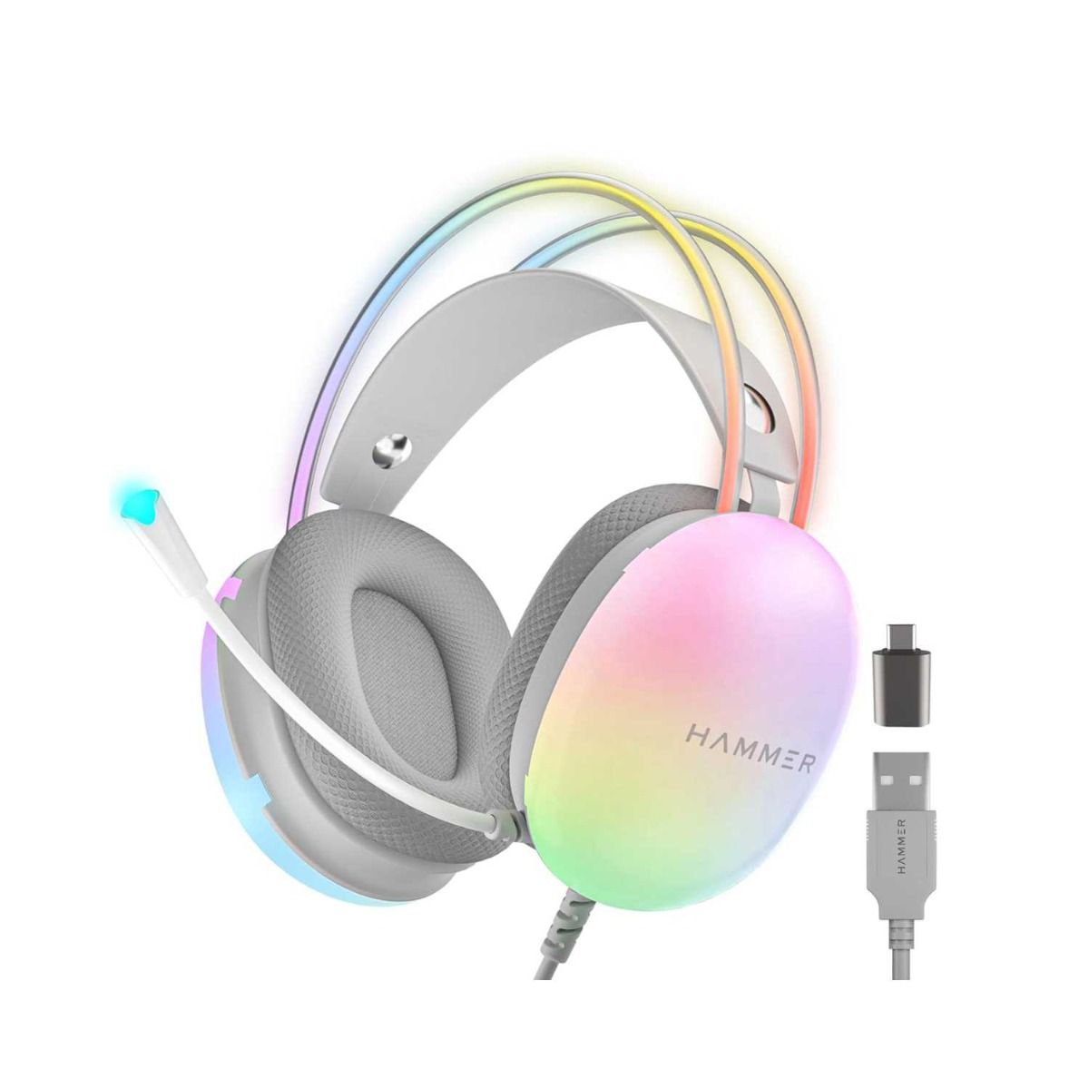 HAMMER Blaze Wired Over-Ear Gaming Headphones with Mic (White)