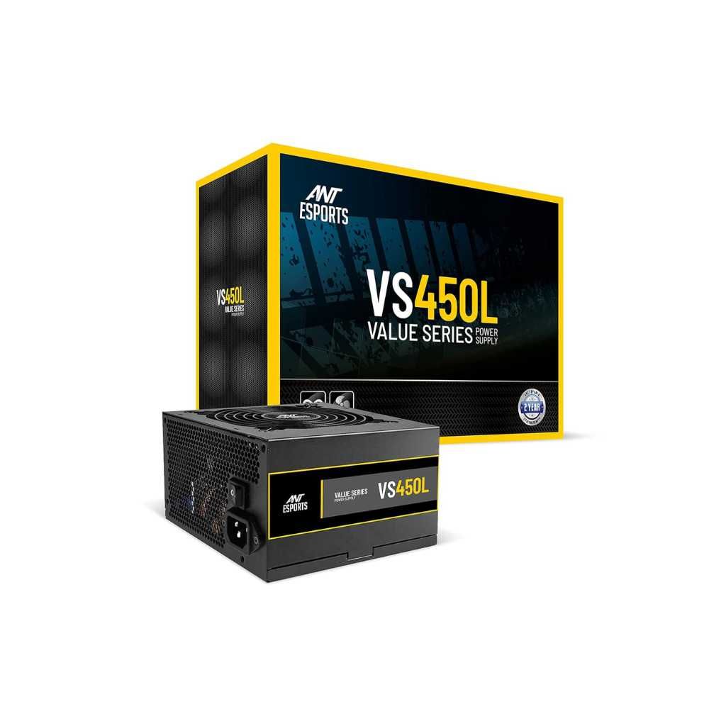 Ant Esports VS450L Non-Modular High Efficiency Gaming Power Supply PSU with 1 x PCIe and 120mm Silent Fan