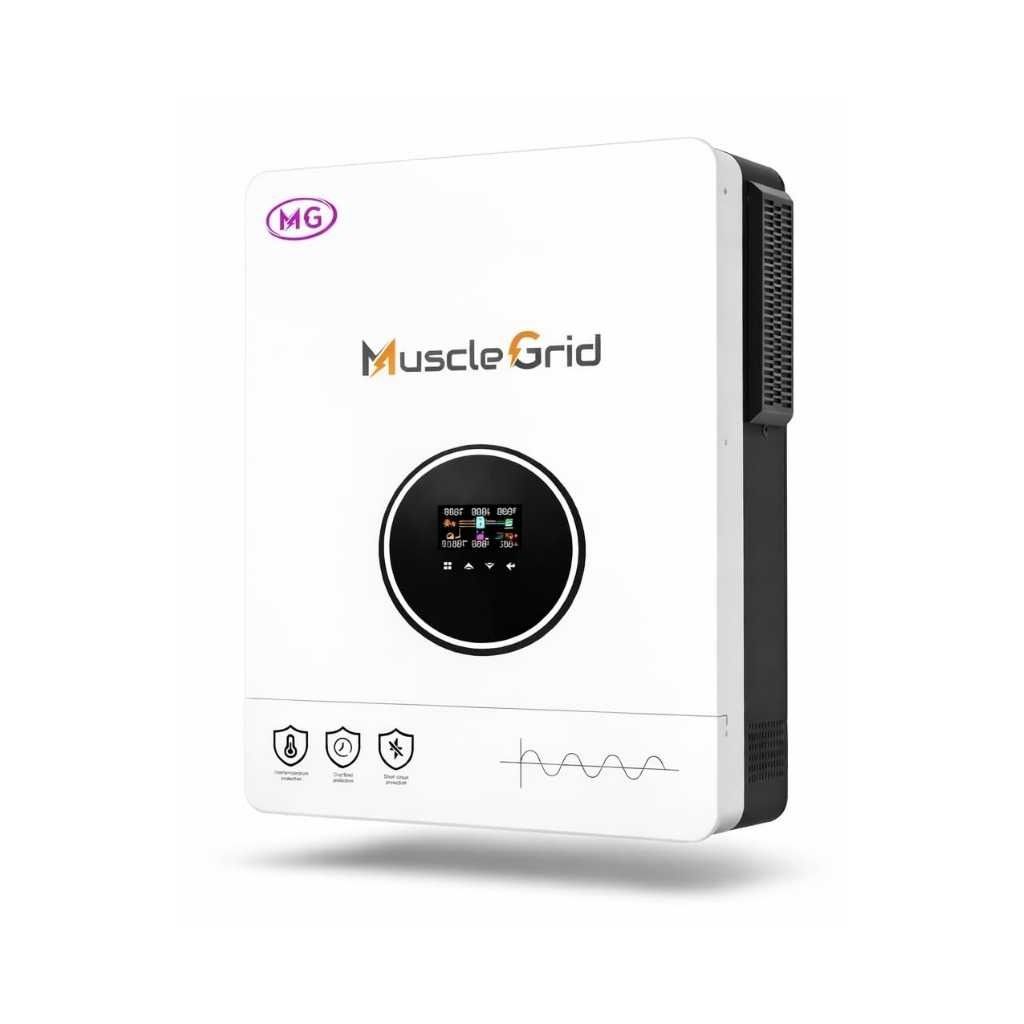 MuscleGrid India 6.2 KW True Hybrid Heavy Duty MPPT Battery Less Solar (Support LiPO4 Battery) Android and iPhone Monitoring 48V Pure Sine Wave Inverter (2026 Model)