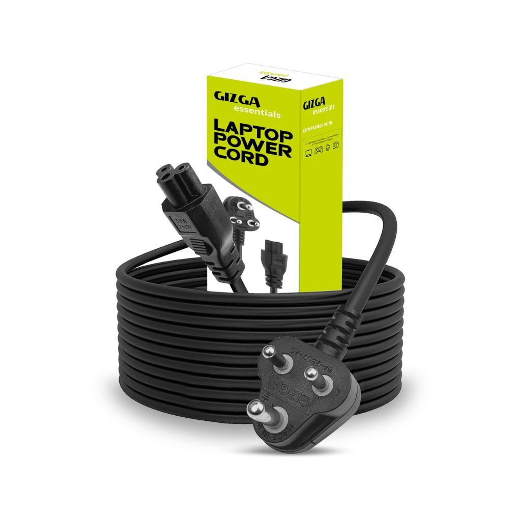 Gizga Essentials 1M 3 Pin Laptop Power Cable (ISI Certified)