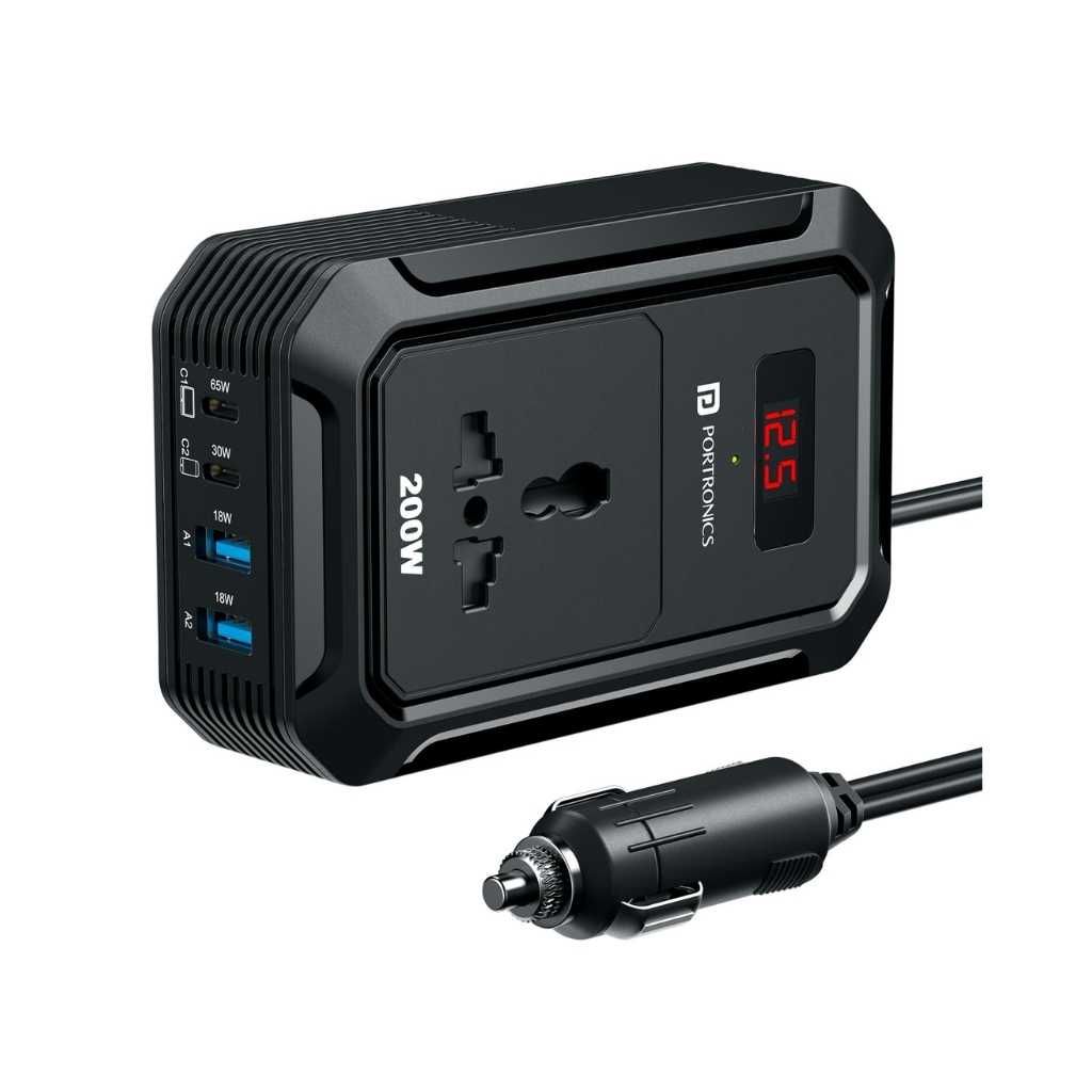 Portronics Car Power III Pro 200W Car Power Inverter