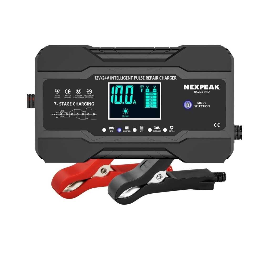 10-Amp Smart Fully Automatic Battery Charger 12V/24V