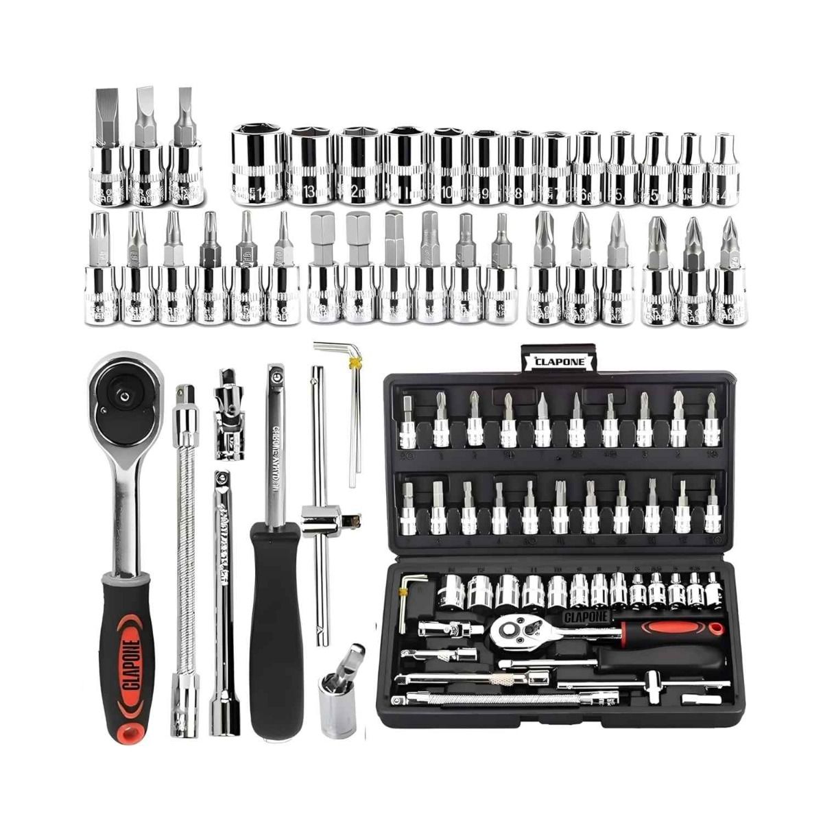 CLAPONE 46 Pcs Socket Ratchet Wrench & Bike Tool Kit