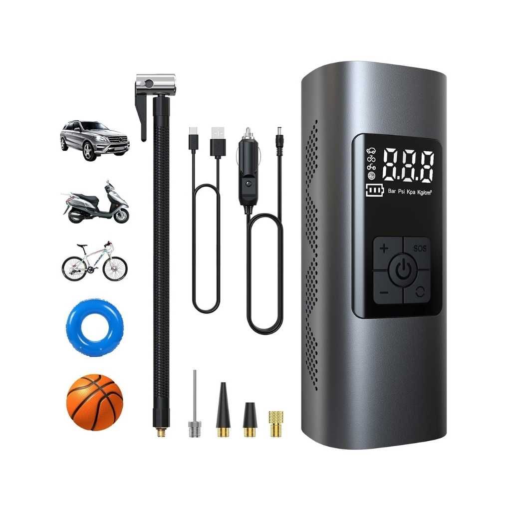 Portable Air Pump for Car Tires with Digital Pressure Gauge