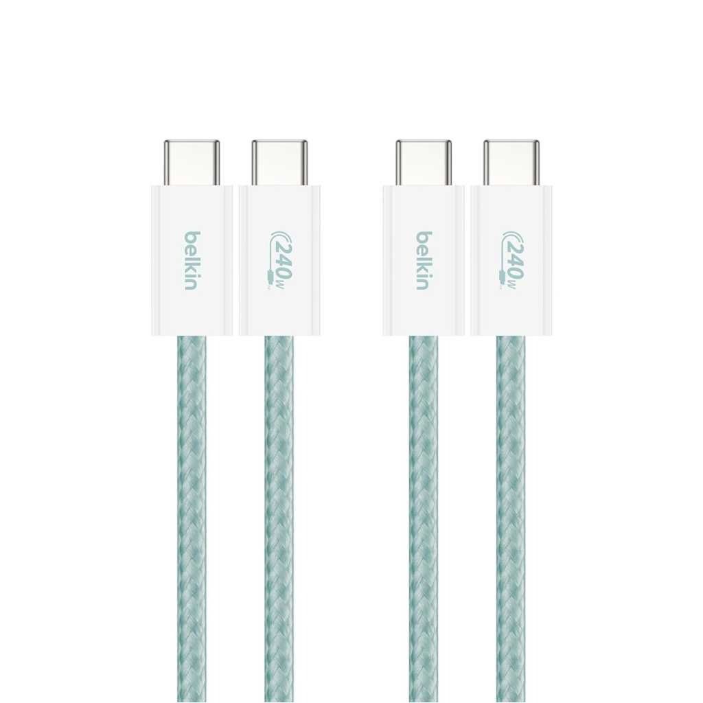 Belkin Braided USB-C to USB-C Cable Pack of 2, 240W PD Fast Charging (1.5M, Green)