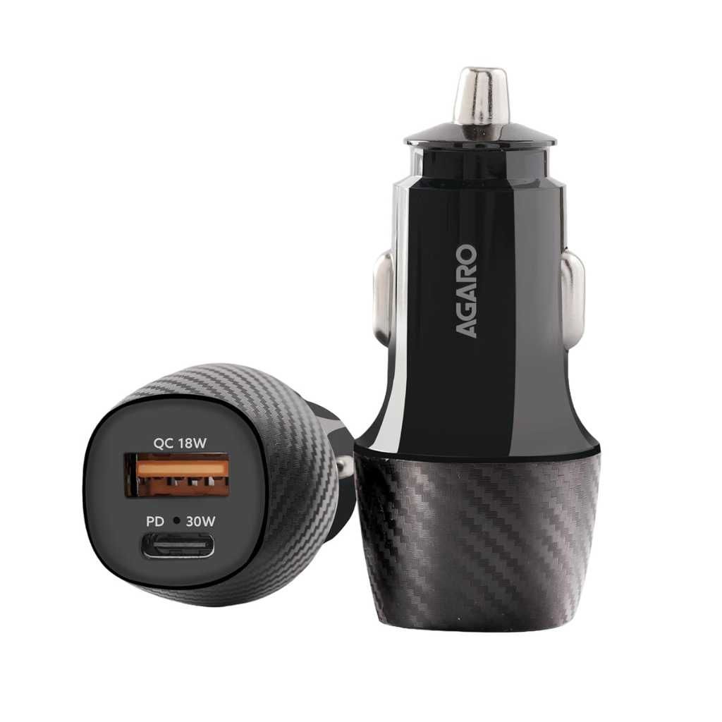AGARO Pulse 51W Fast Car Charger Dual Port (Black)