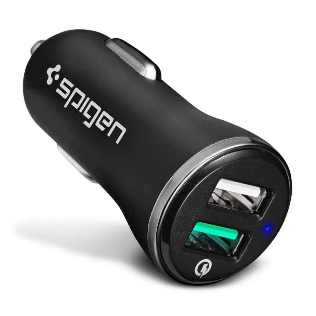 Spigen Total 30W Dual Port Car Charger Adapter (F27QC) – Black