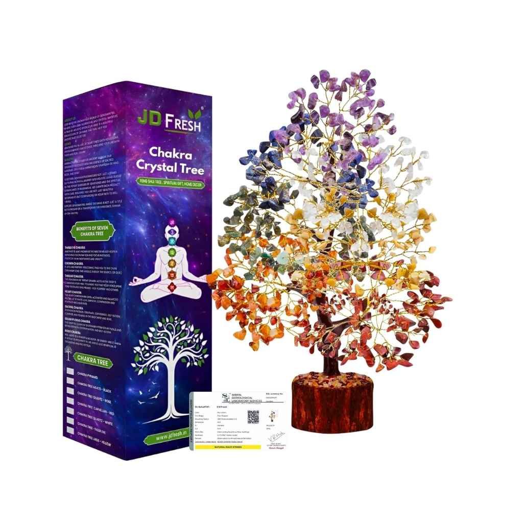 JD FRESH 300 Beads 7 Chakra Crystal Tree Showpiece