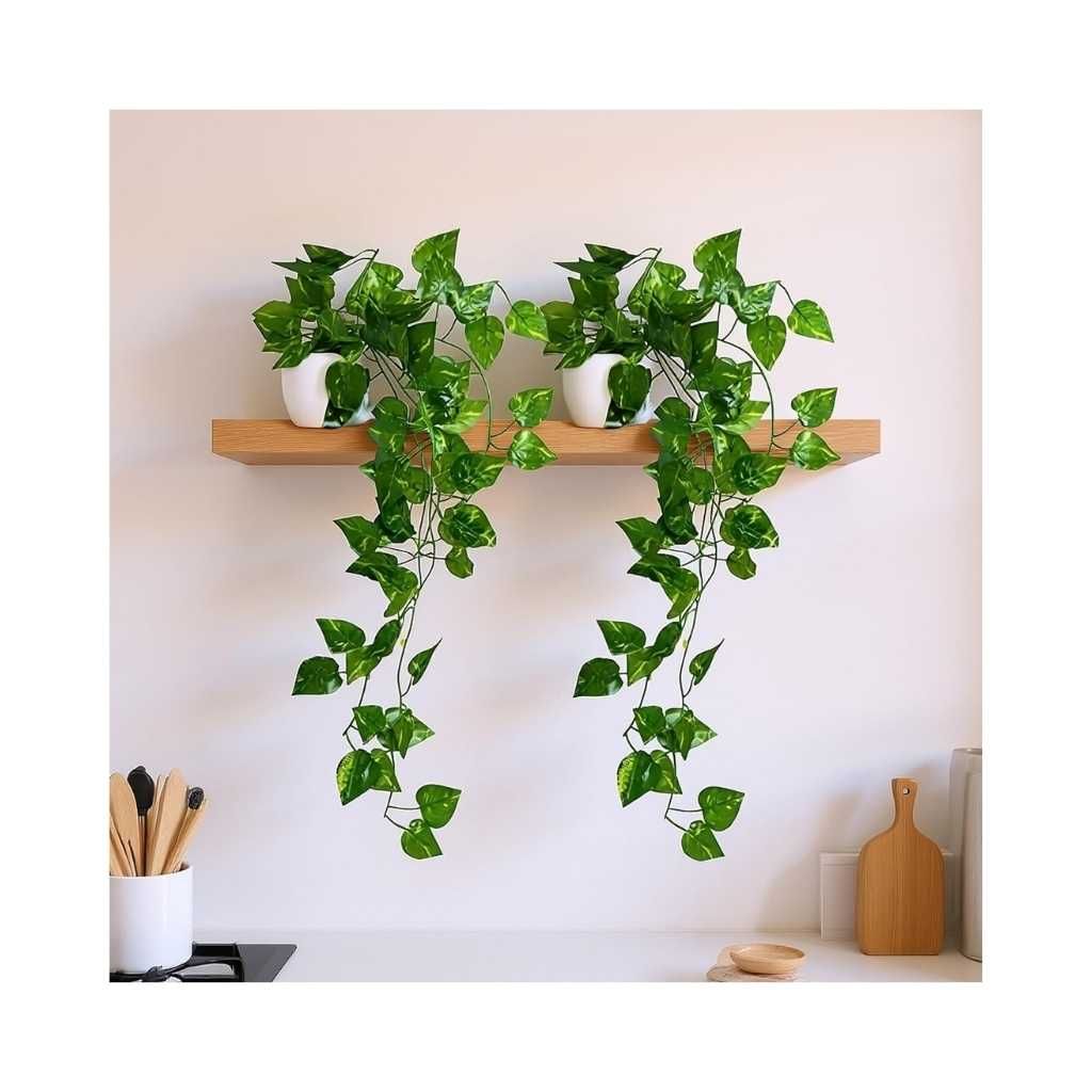 Fancymart Pack of 2 Artificial Vine Plants with Small Pot