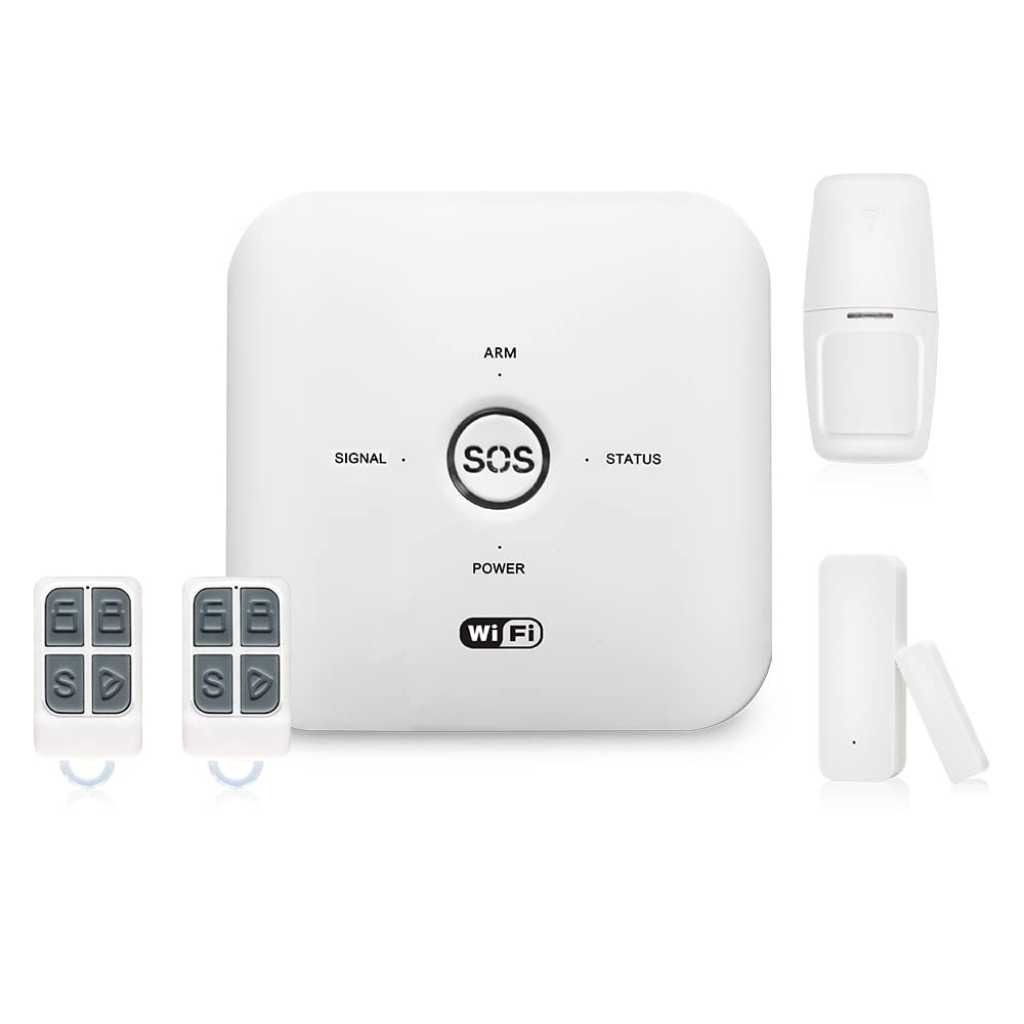 AUSHA Wireless Smart Security Alarm System with Remote Tag, Motion Sensor & Door Sensor, WiFi & GSM SIM Connection, Tuya App Control