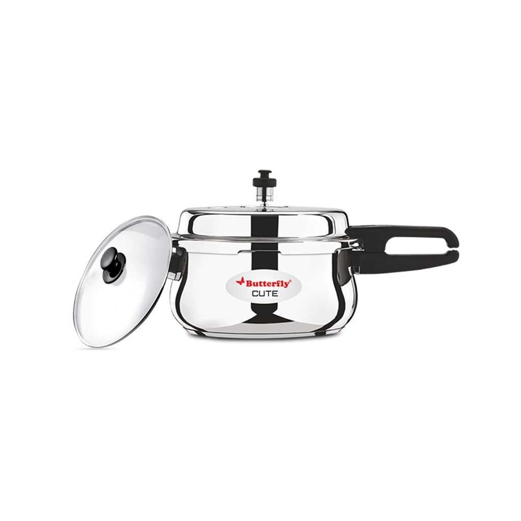Butterfly Cute SS Induction Compatible Pressure Cooker with Glass Lid