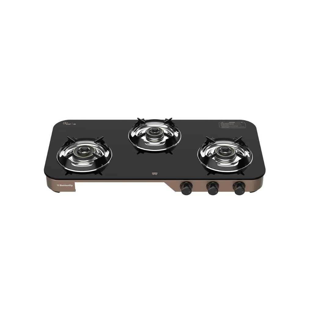 Butterfly Aeroline 3 Burner 3-Star Rated Glass Top Gas Stove