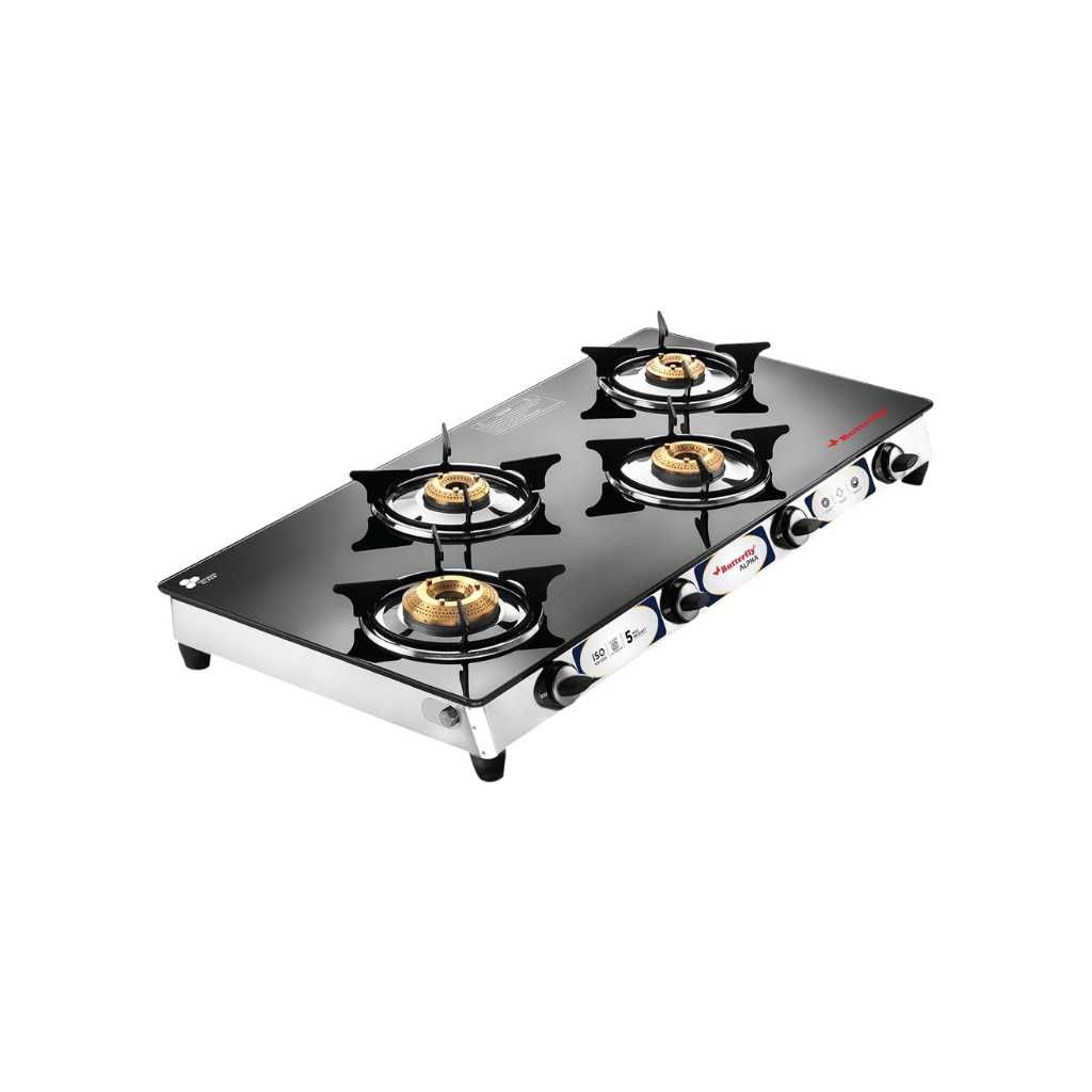 Butterfly Alpha 4 Burner Glass Top Gas Stove