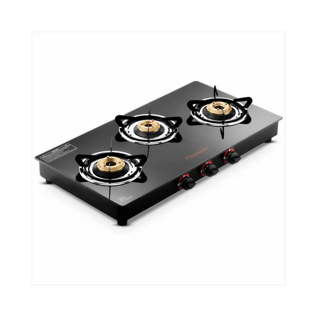 Butterfly Rapid 3 Burner Glass Top Gas Stove