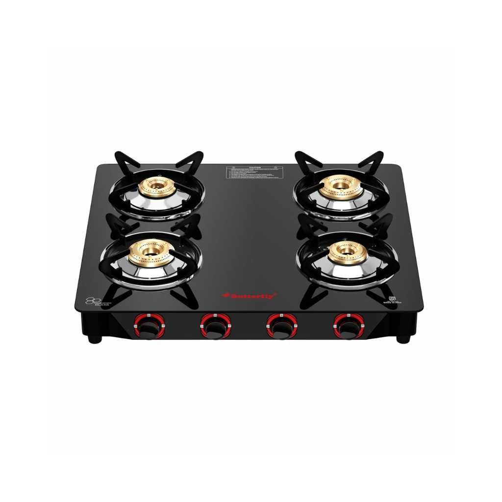 Butterfly Smart 4 Burner Glass Top Gas Stove