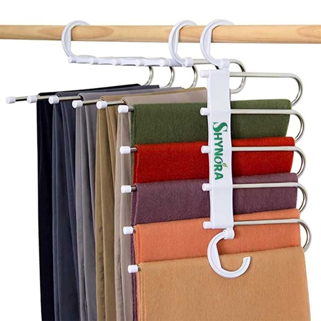 2-Pack Multipurpose 5-in-1 Foldable Stainless Steel Hangers