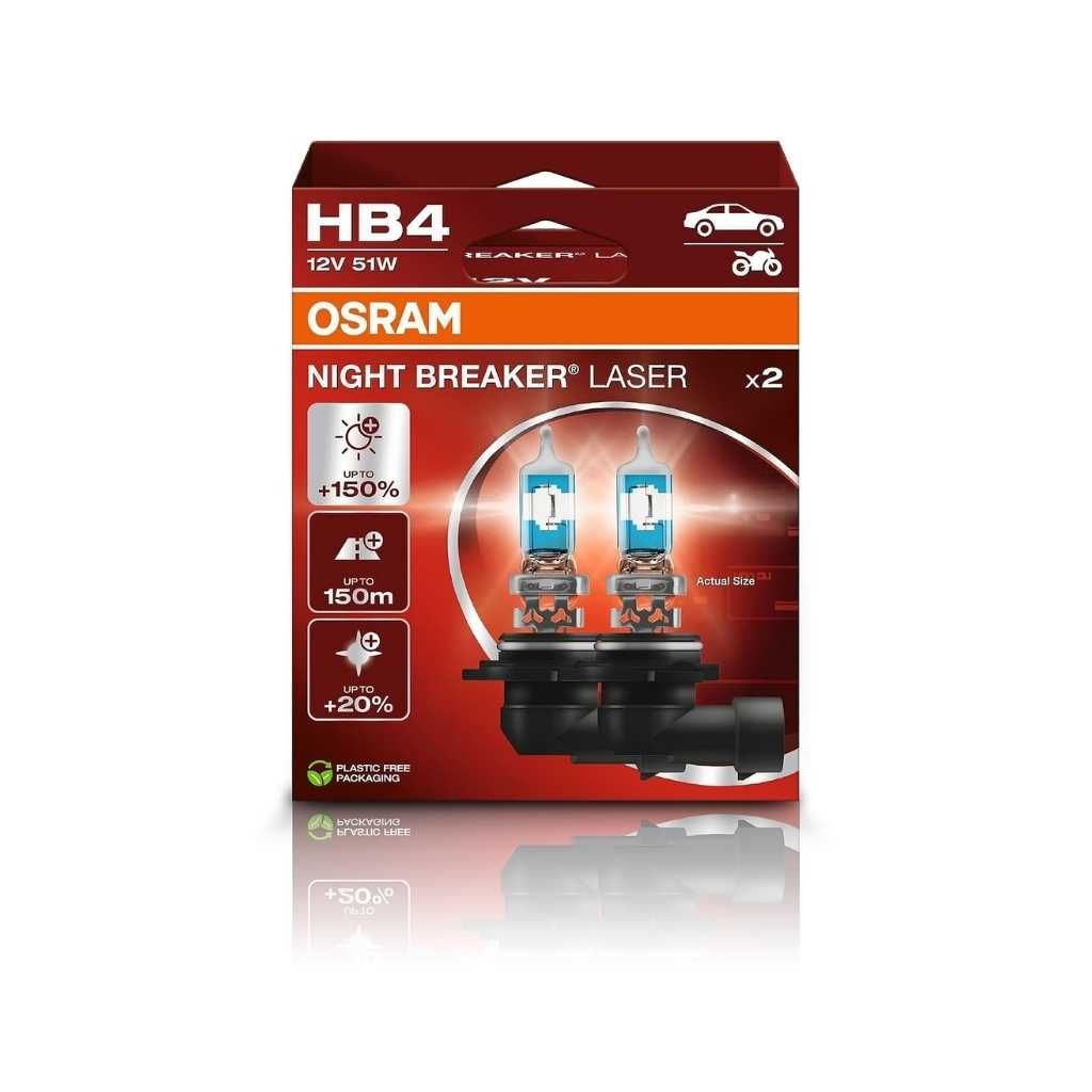 Osram Night Breaker Laser HB4 +150% Brightness Halogen Headlight Bulb