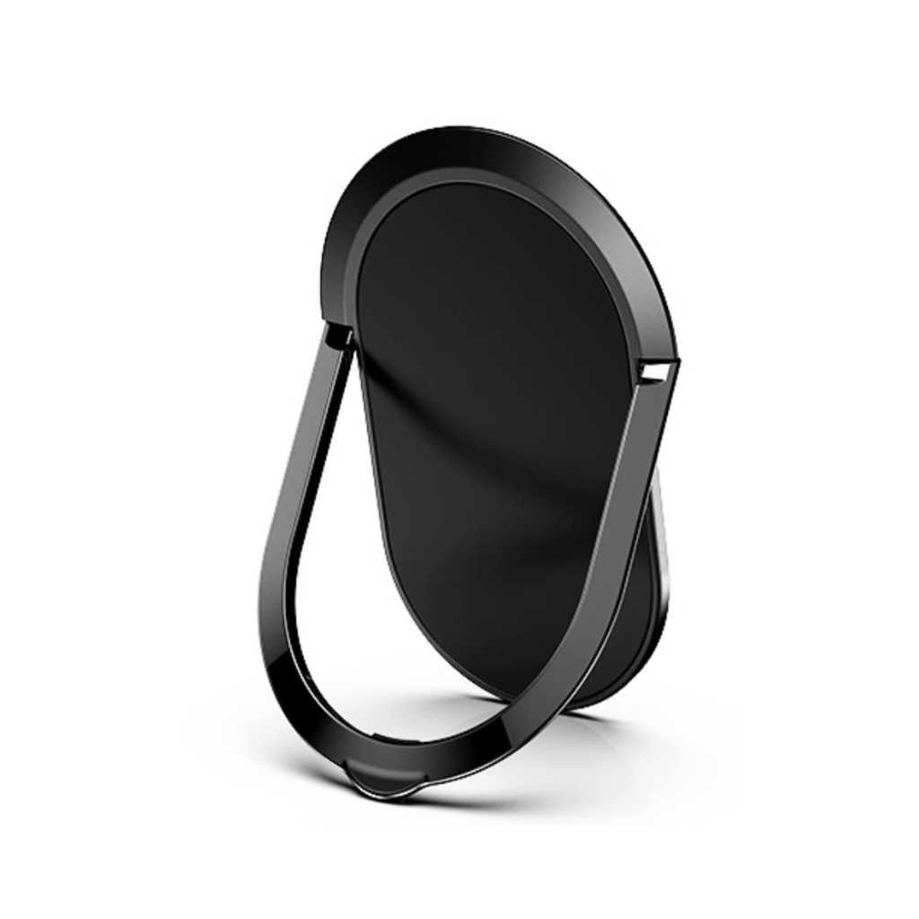 KolorFish Super Thin Tabletop Metal Mobile Phone Finger Ring Stand Holder (Black)