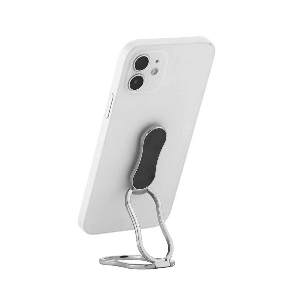 KolorFish Foldable Phone Ring 360° Rotation Adjustable Metal Finger Kickstand (Silver)