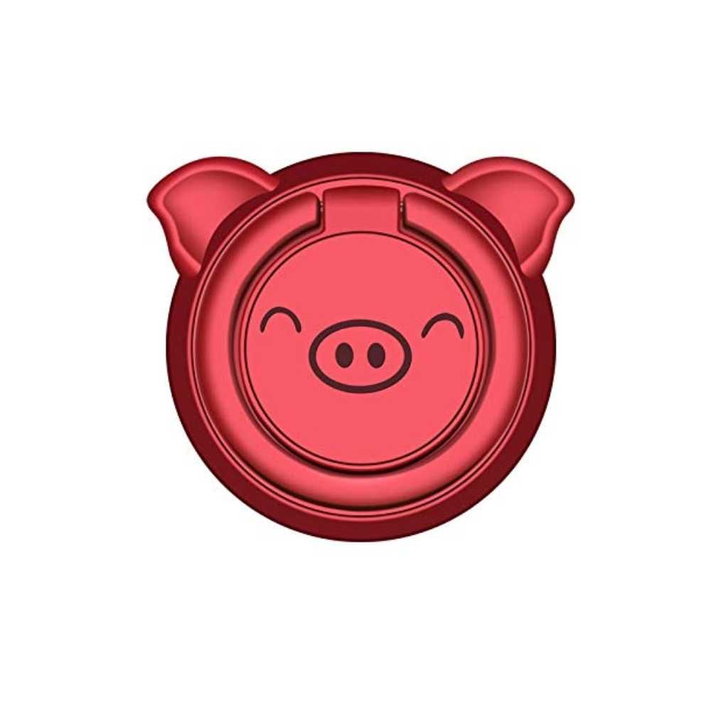 KolorFish Mobile Phone Ring Grip Holder Stand Funky Animal (Piggy Red)