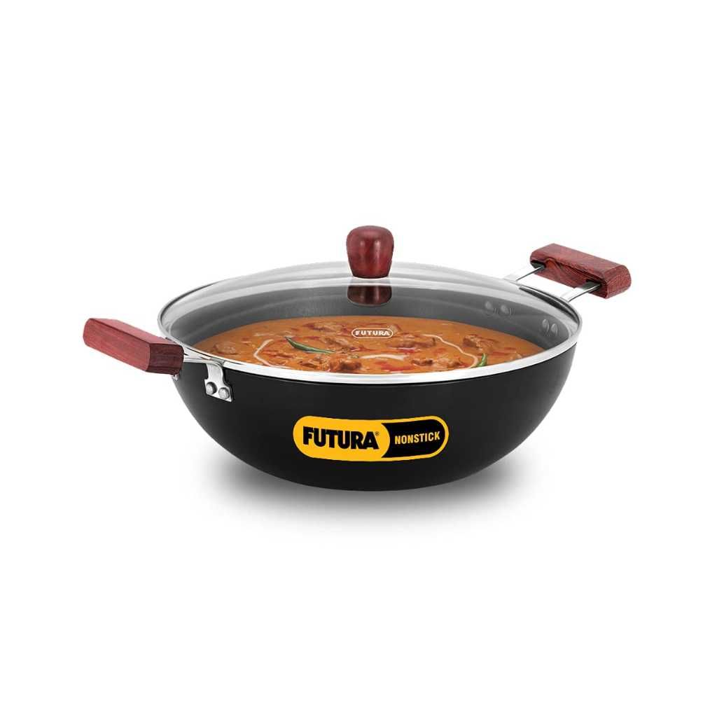 Hawkins Futura Nonstick Deep Kadhai 5 Litre with Glass Lid
