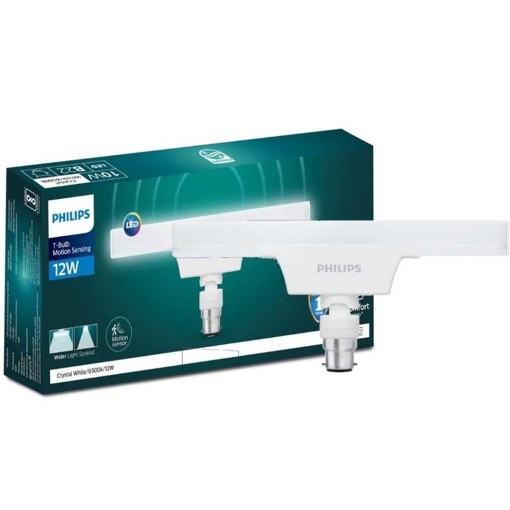 Philips Motion Sensor 12W LED T-Bulb – B22 Base, Crystal White