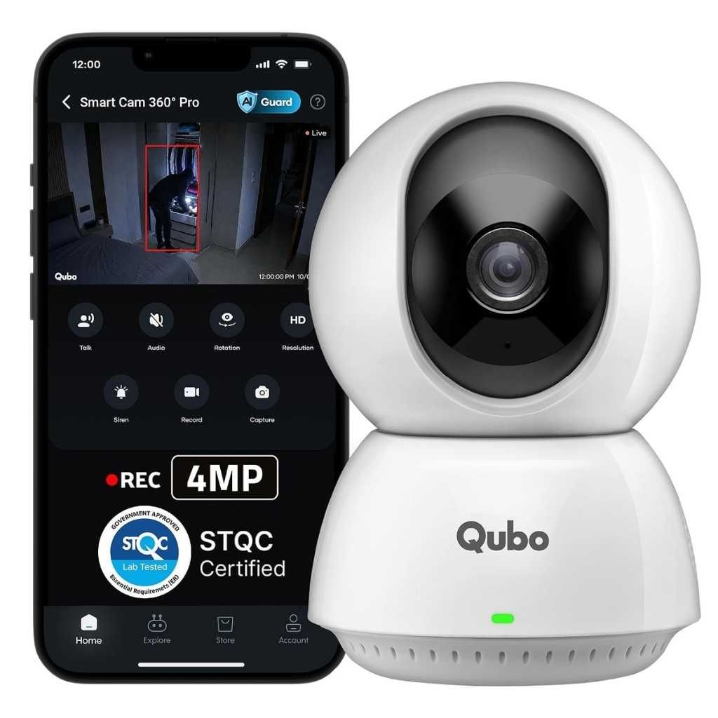 Qubo Smart Cam 360° by Hero Group [2026 Edition] – 4MP Indoor Security Camera