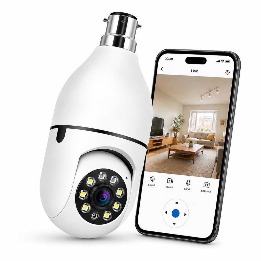 1080P Smart WiFi CCTV Camera with Dual Lens, PTZ Rotation, Motion Detection & Two-Way Audio