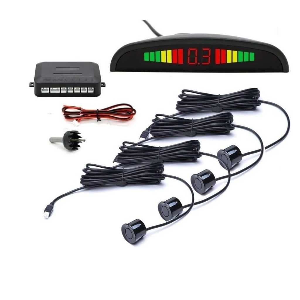 Car Reverse Parking Sensor Set of 4 Black Sensors with LED Display Buzzer and Control Box Radar Alert for Q5