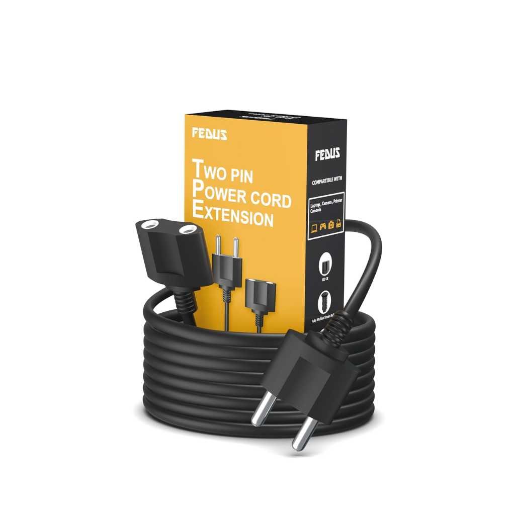 FEDUS 5 Meter Long 2 Pin Power Extension Cord