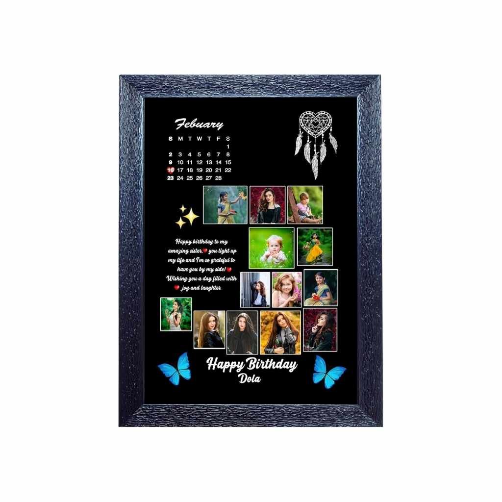 Personalized Birthday Photo Frame with Calendar Date & Custom Photo Collage