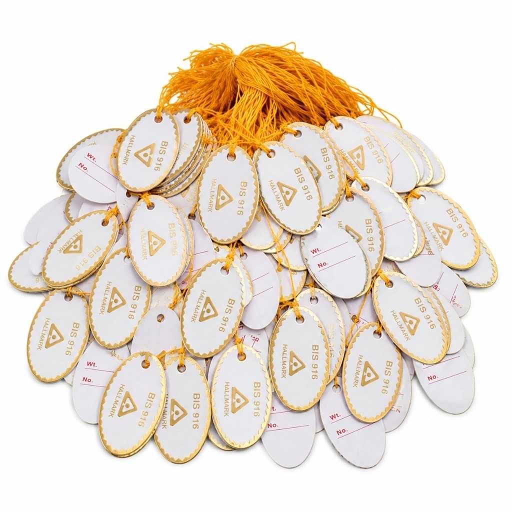 Gold Jewellery Price Tag with String – Small, 100 Pcs