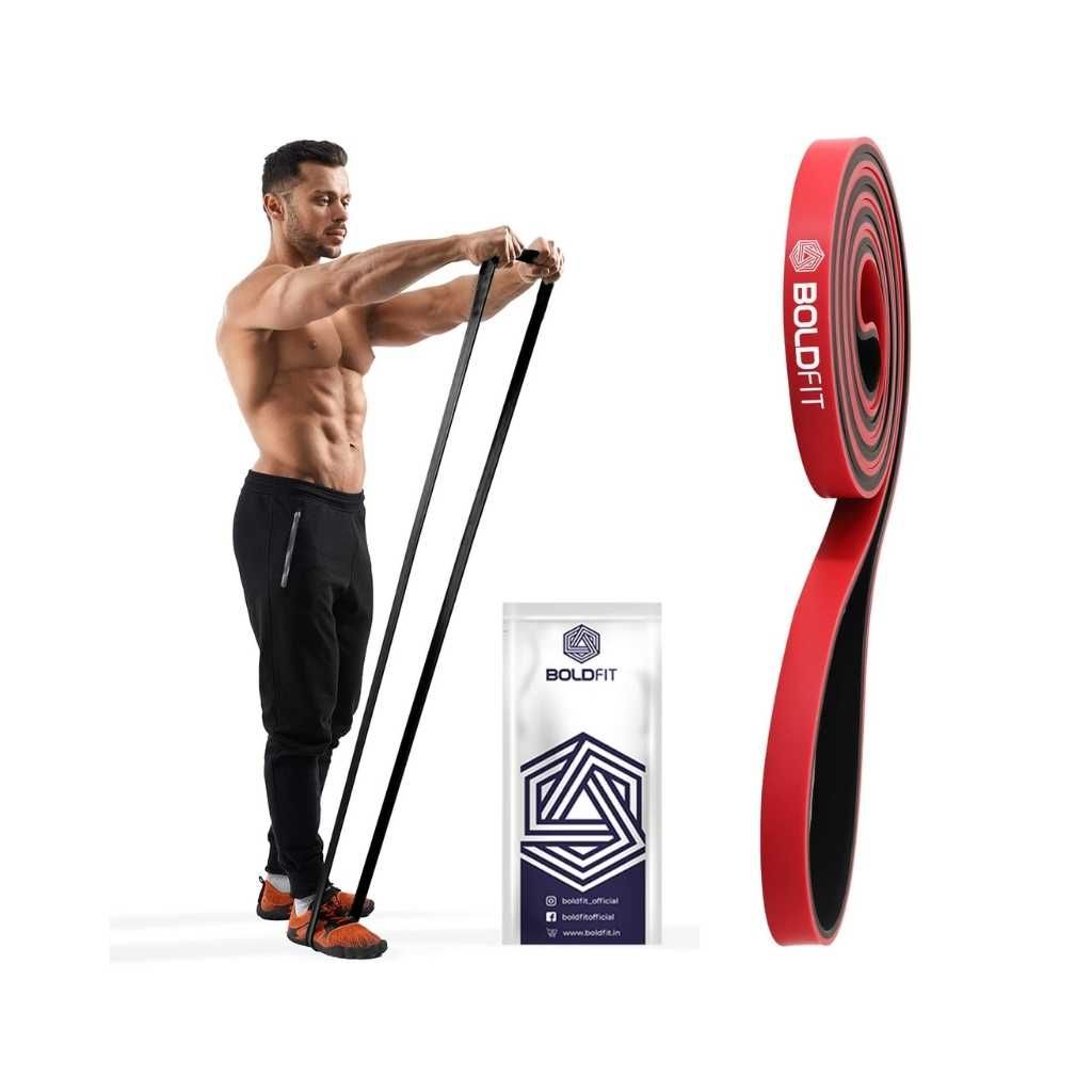 Boldfit Resistance Band for Workout – Dual Color Heavy Resistance Band (Red, 7–15 kg)