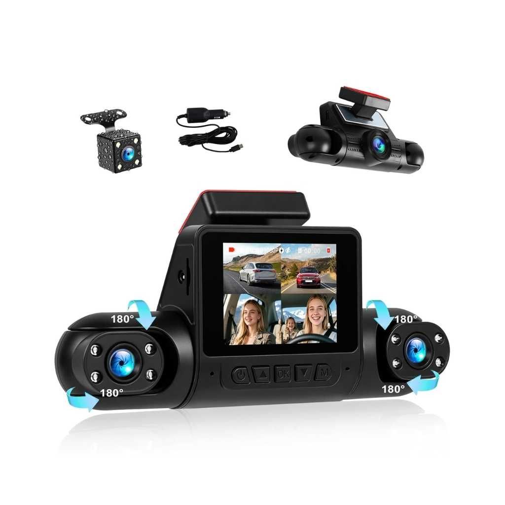 4 Channel 360° View Dash Cam 1080P Front Rear Left Right Inside Camera with Reverse Assistance