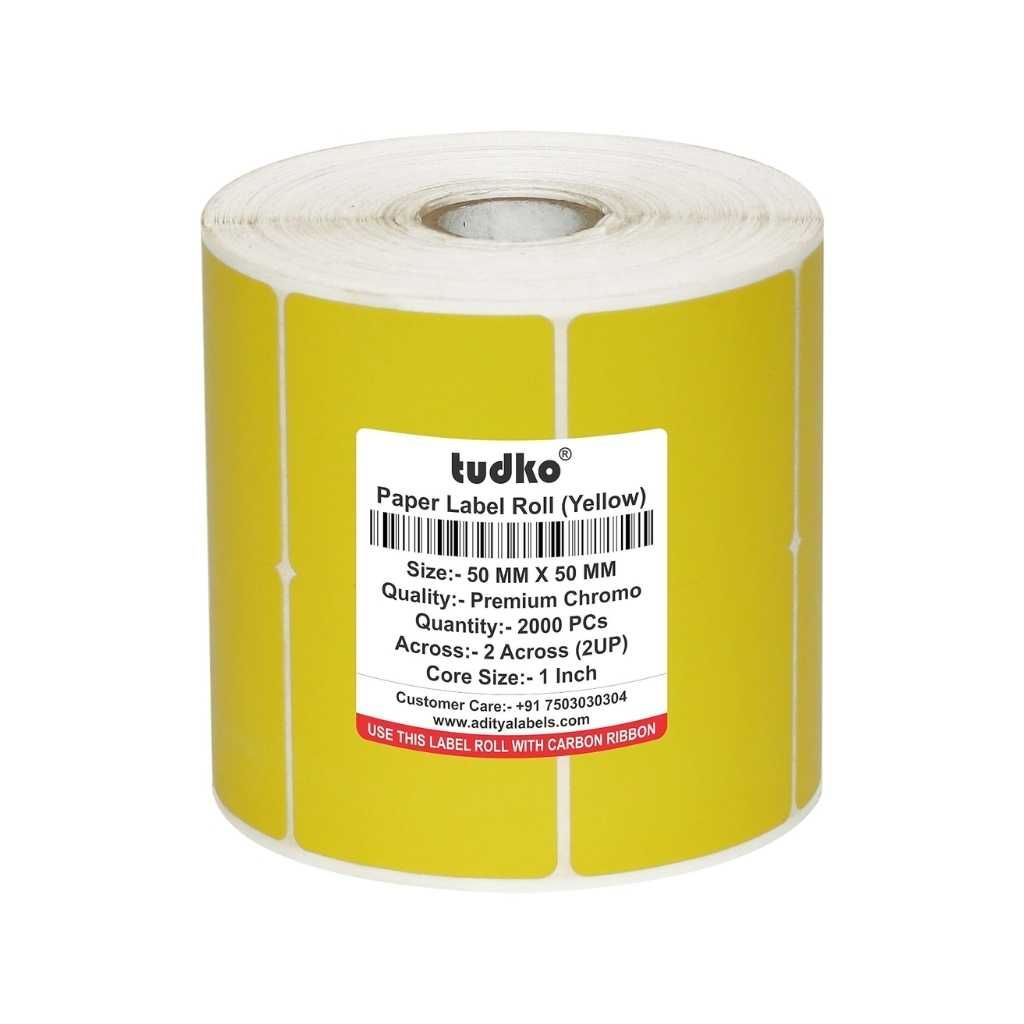 50 × 50 mm Chromo Self-Adhesive Barcode Paper Label Sticker Roll – 2UP, 2000 Labels